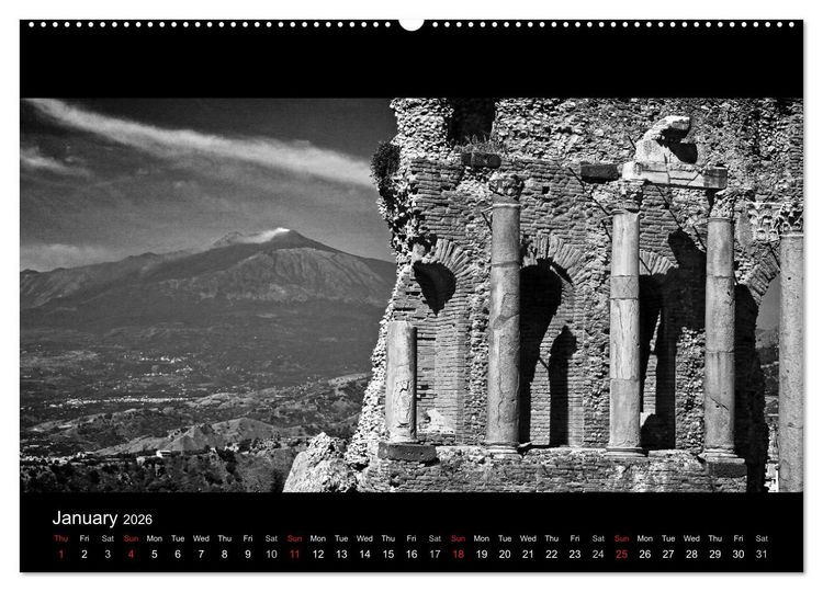 Produktbild: Black and White Sicily (High Quality Premium Wall Calendar 2026 DIN A2 landscape),CALVENDO 12 Month Wall Calendar
