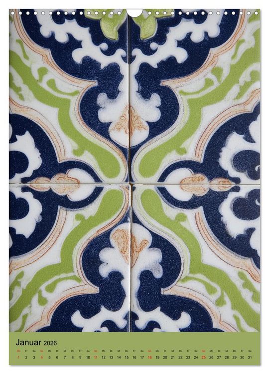 Produktbild: Portugiesischer Fliesen - Azulejos f&uuml;r Fliesenleger, Kunst- und Portugal-Liebhaber (Wandkalender 2026 DIN A3 hoch), CALVENDO Monatskalender