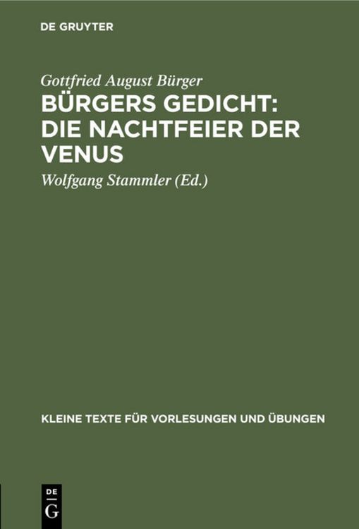 Produktbild: B&uuml;rgers Gedicht: Die Nachtfeier der Venus