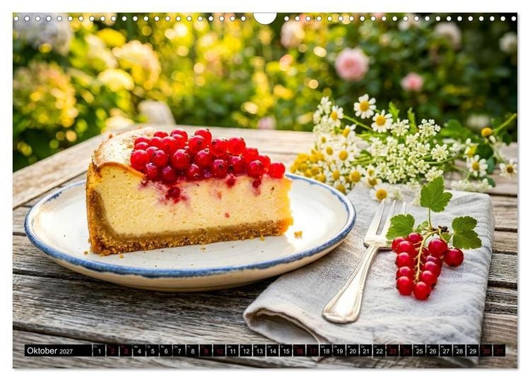 Produktbild: K&auml;sekuchen Kalender - K&ouml;stliche Dessertmomente (Wandkalender 2027 DIN A3 quer), CALVENDO Monatskalender