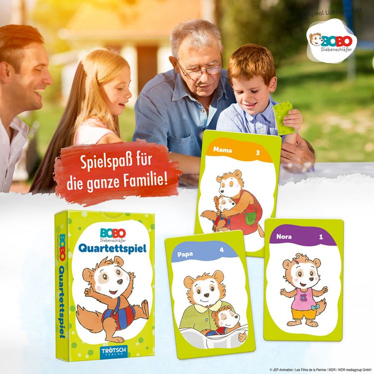 Produktbild: Tr&ouml;tsch Bobo Siebenschl&auml;fer Quartettspiel Quartett Spiel