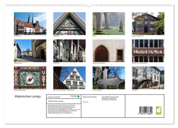 Produktbild: Malerisches Lemgo (hochwertiger Premium Wandkalender 2026 DIN A2 quer), Kunstdruck in Hochglanz