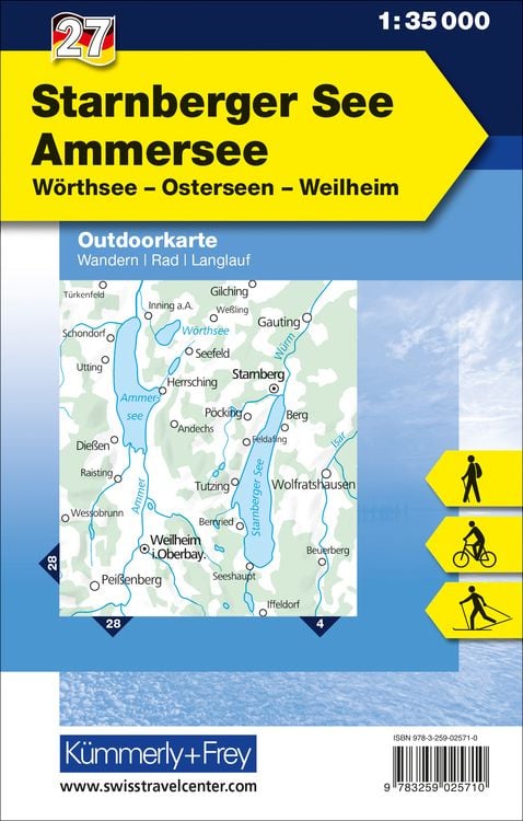 Produktbild: K&uuml;mmerly+Frey Outdoorkarte Deutschland 27 Starnberger See, Ammersee 1:35.000