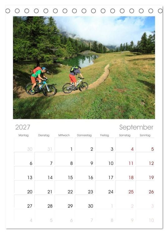 Produktbild: Tischplaner 2027 - Mountainbike Traumpfade (A5 Tischkalender zum Aufstellen) CALVENDO