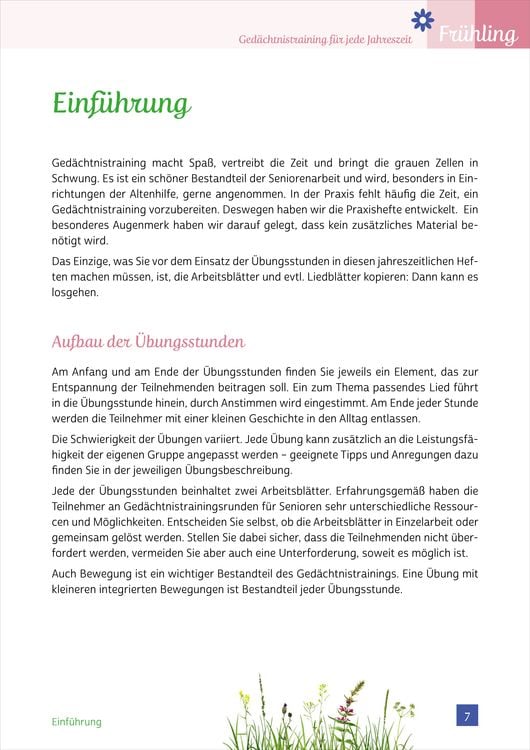 Produktbild: Ged&auml;chtnistraining Senioren - Ged&auml;chtnistraining f&uuml;r jede Jahreszeit: Fr&uuml;hling. Spielerisches Ged&auml;chtnistraining f&uuml;r Senioren. Auch mit Demenz.