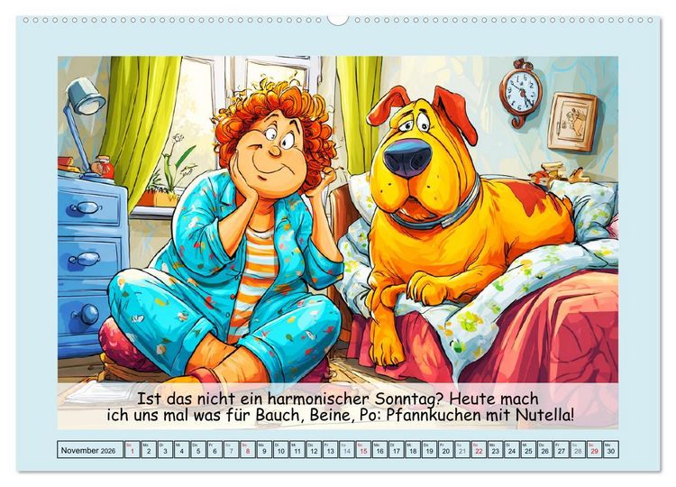 Produktbild: Frauchen und Hund. Witzige Cartoons vom t&auml;glichen Chaos (Wandkalender 2026 DIN A2 quer), CALVENDO Monatskalender