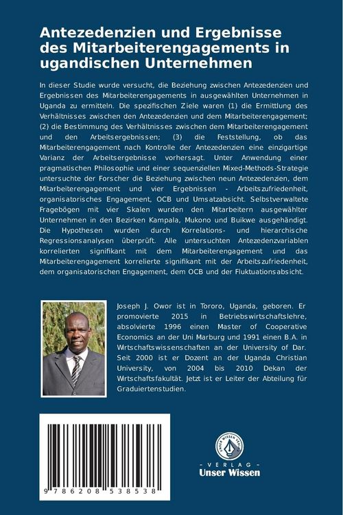 Produktbild: Antezedenzien und Ergebnisse des Mitarbeiterengagements in ugandischen Unternehmen