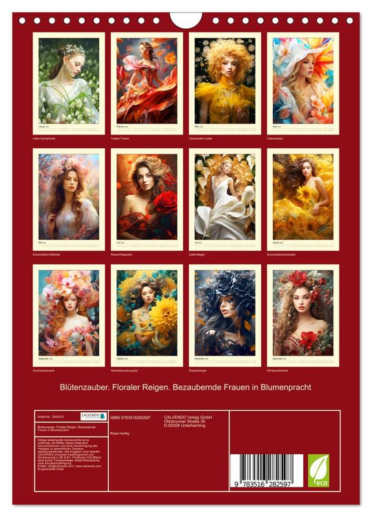 Produktbild: Bl&uuml;tenzauber. Floraler Reigen. Bezaubernde Frauen in Blumenpracht (Wandkalender 2026 DIN A4 hoch), CALVENDO Monatskalender