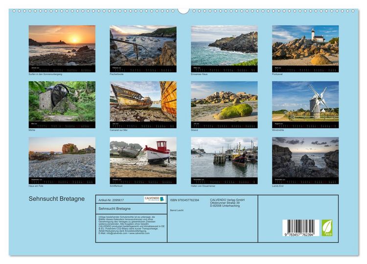 Produktbild: Sehnsucht Bretagne (hochwertiger Premium Wandkalender 2026 DIN A2 quer), Kunstdruck in Hochglanz