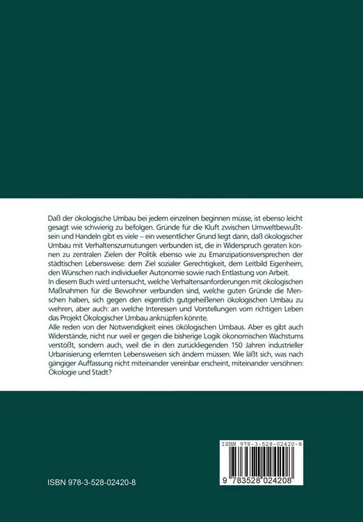 Produktbild: &Ouml;kologie und Urbane Lebensweise