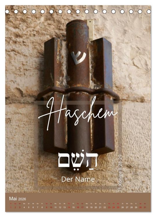 Produktbild: Israel und hebr&auml;ische Namen Gottes (Tischkalender 2026 DIN A5 hoch), CALVENDO Monatskalender