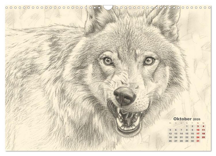 Produktbild: Wilde Seelen - Tierische Momente in Graphit (Wandkalender 2026 DIN A3 quer), CALVENDO Monatskalender
