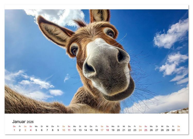 Produktbild: Esel - sanfte Seelen, gro&szlig;e Ohren (Wandkalender 2026 DIN A3 quer), CALVENDO Monatskalender