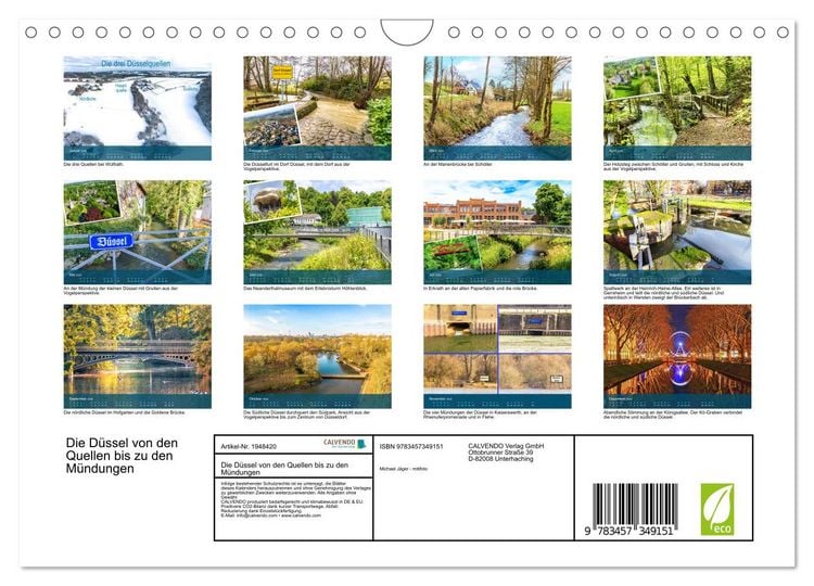 Produktbild: Die D&uuml;ssel von den Quellen bis zu den M&uuml;ndungen (Wandkalender 2026 DIN A4 quer), CALVENDO Monatskalender