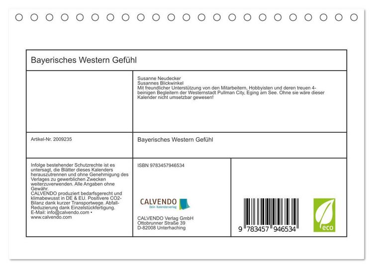 Produktbild: Bayerisches Western Gef&uuml;hl (Tischkalender 2026 DIN A5 quer), CALVENDO Monatskalender
