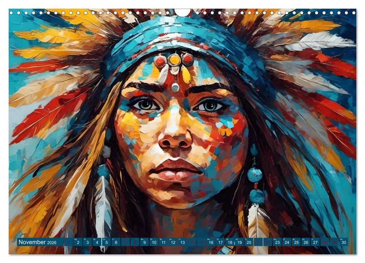 Produktbild: Portraits im Stil amerikanischer Ureinwohner (Wandkalender 2026 DIN A3 quer), CALVENDO Monatskalender