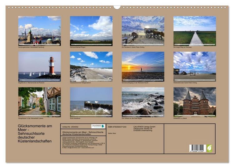 Produktbild: Gl&uuml;cksmomente am Meer - Sehnsuchtsorte deutscher K&uuml;stenlandschaften (Wandkalender 2027 DIN A2 quer), CALVENDO Monatskalender