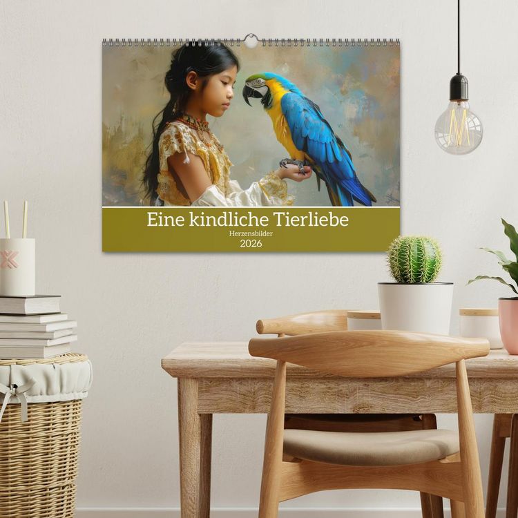 Produktbild: Eine kindliche Tierliebe - Herzensbilder (Wandkalender 2026 DIN A3 quer), CALVENDO Monatskalender