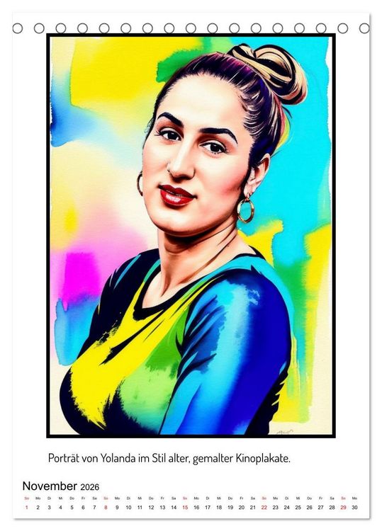 Produktbild: Yolanda, ein Portr&auml;t in vielen Grafikstilen (Tischkalender 2026 DIN A5 hoch), CALVENDO Monatskalender