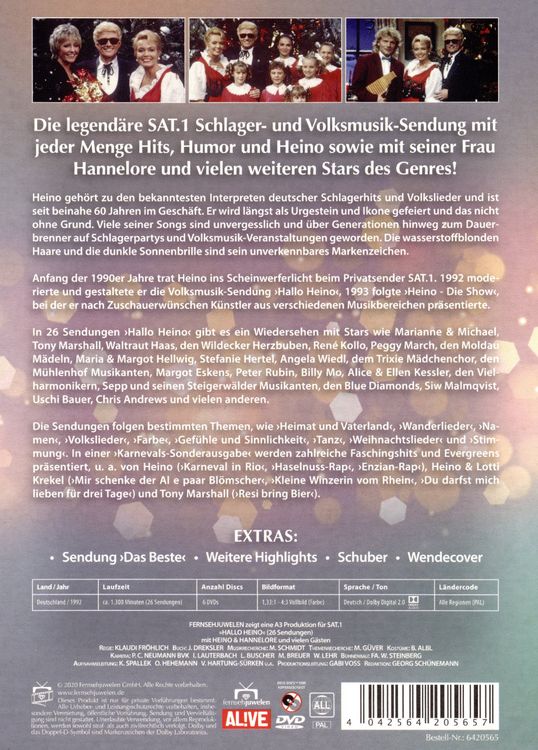Produktbild: Hallo Heino - Gesamtedition: Die komplette Show-Reihe (Alle 26 Ausgaben inkl. Best-of) (Fernsehjuwelen) [6 DVDs]