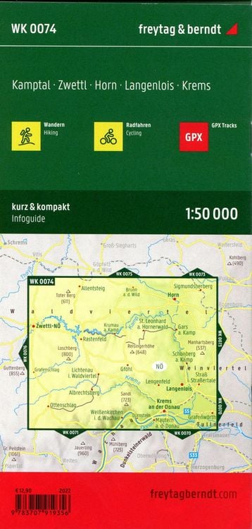 Produktbild: freytag & berndt Wanderkarte WK 0074 Kamptal, Zwettl - Horn - Langenlois - Krems 1:50.000