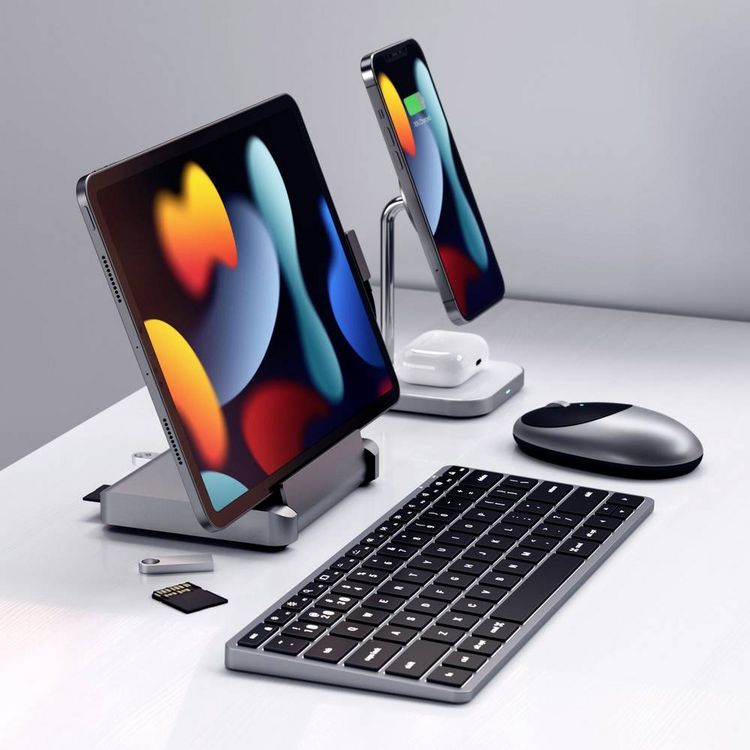 Produktbild: Satechi Slim X1 Mini Bluetooth&reg; Tastatur Deutsch, QWERTZ Anthrazit Multimediatasten, Beleuchtet