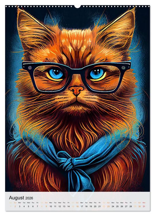 Produktbild: Hipster Cats (Wall Calendar 2026 DIN A2 portrait), CALVENDO 12 Month Wall Calendar