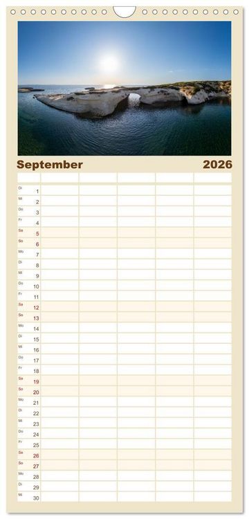 Produktbild: Familienplaner 2026 - Sardinien. Sch&ouml;ne Landschaften und bunte St&auml;dte. mit 5 Spalten (Wandkalender, 21 x 45 cm) CALVENDO