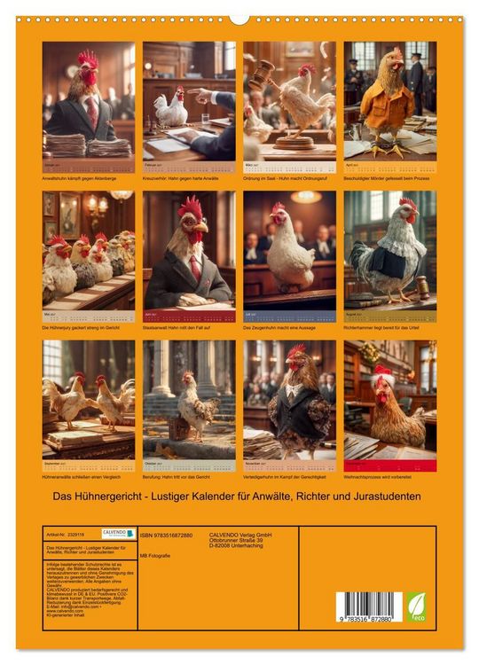 Produktbild: Das H&uuml;hnergericht - Lustiger Kalender f&uuml;r Anw&auml;lte, Richter und Jurastudenten (hochwertiger Premium Wandkalender 2027 DIN A2 hoch), Kunstdruck in Hochglanz