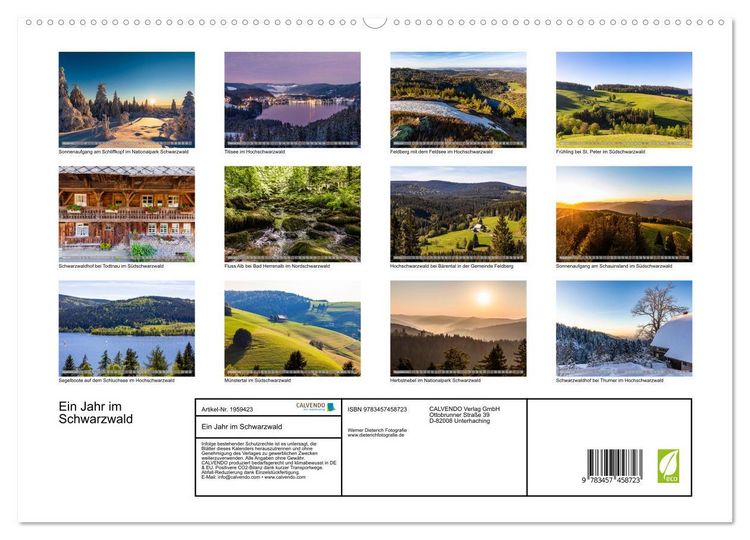 Produktbild: Ein Jahr im Schwarzwald (hochwertiger Premium Wandkalender 2026 DIN A2 quer), Kunstdruck in Hochglanz