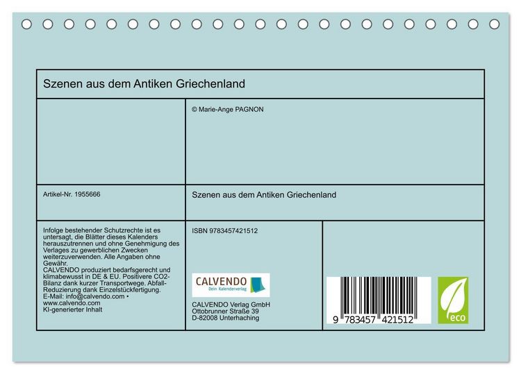Produktbild: Szenen aus dem Antiken Griechenland (Tischkalender 2026 DIN A5 quer), CALVENDO Monatskalender