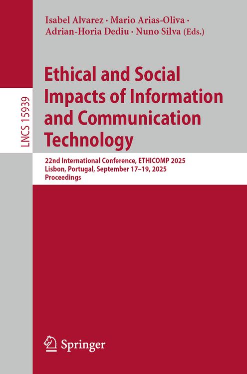 Produktbild: Ethical and Social Impacts of Information and Communication Technology