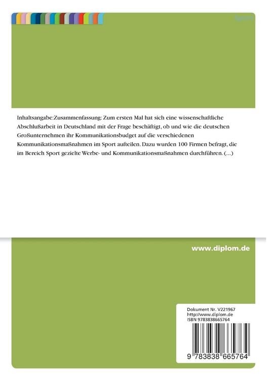 Produktbild: Integriertes Kommunikationsmanagement im Sport am Beispiel von 100 deutschen Unternehmen