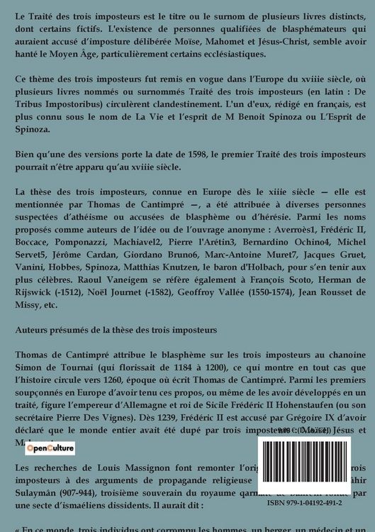 Produktbild: Le Livre des trois imposteurs