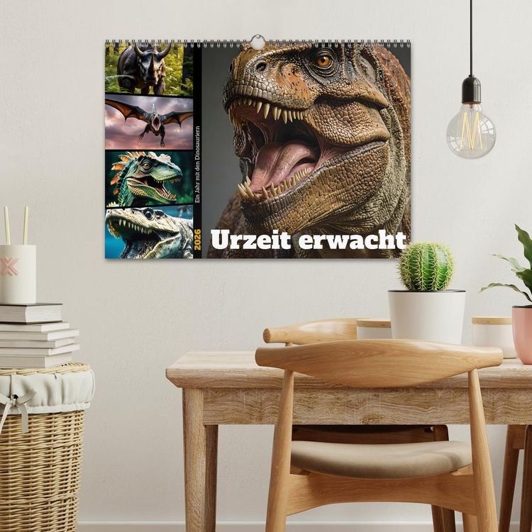 Produktbild: Urzeit erwacht - Ein Jahr mit den Dinosauriern (Wandkalender 2026 DIN A3 quer), CALVENDO Monatskalender