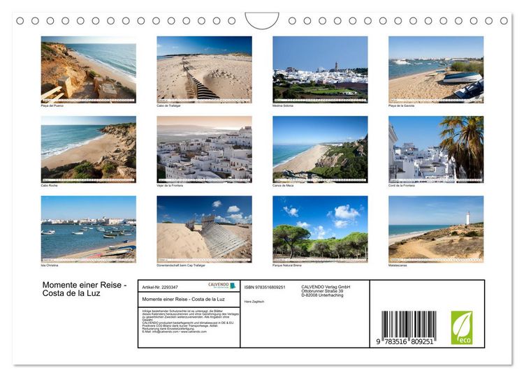 Produktbild: Momente einer Reise - Costa de la Luz (Wandkalender 2027 DIN A4 quer), CALVENDO Monatskalender