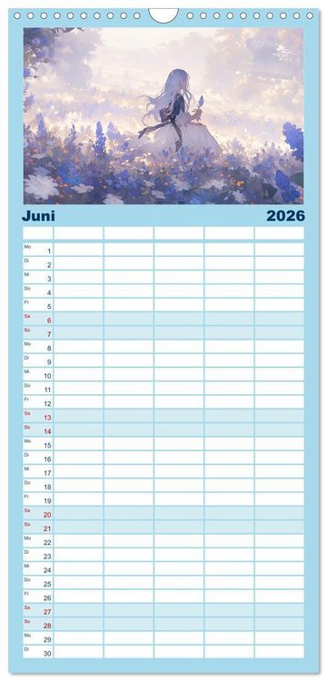 Produktbild: Familienplaner 2026 - Der M&auml;dchen-Kalender mit 5 Spalten (Wandkalender, 21 x 45 cm) CALVENDO