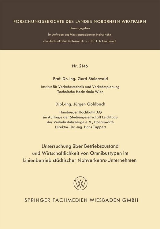 Produktbild: Untersuchung &uuml;ber Betriebszustand und Wirtschaftlichkeit von Omnibustypen im Linienbetrieb st&auml;dtischer Nahverkehrs-Unternehmen