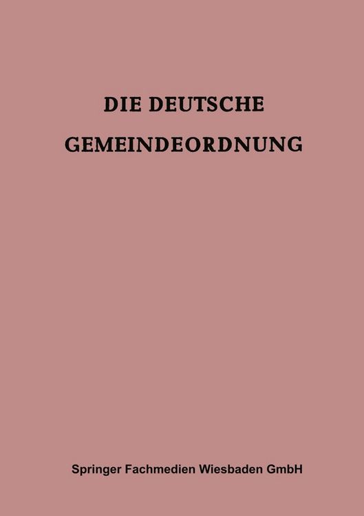 Produktbild: Die Deutsche Gemeindeordnung