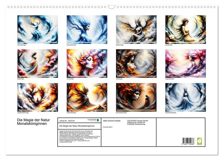 Produktbild: Die Magie der Natur Monatsk&ouml;niginnen (Wandkalender 2026 DIN A2 quer), CALVENDO Monatskalender