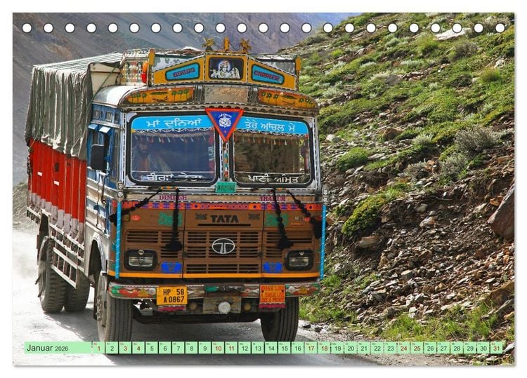 Produktbild: Indien Farbenfrohe LKW (Tischkalender 2026 DIN A5 quer), CALVENDO Monatskalender