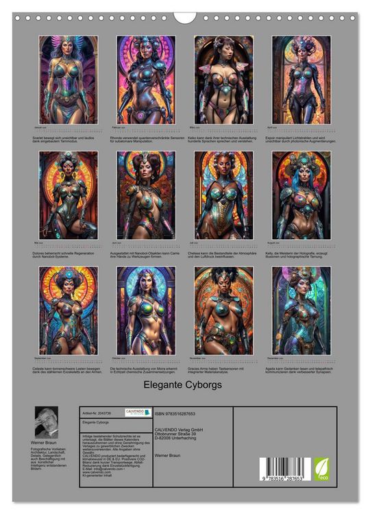 Produktbild: Elegante Cyborgs (Wandkalender 2026 DIN A3 hoch), CALVENDO Monatskalender