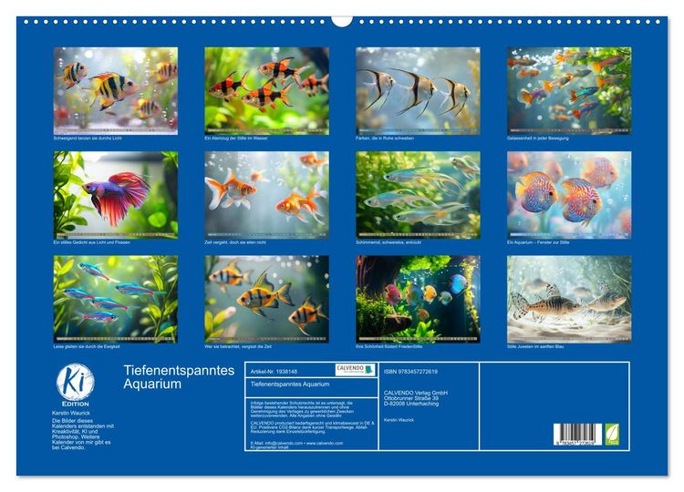 Produktbild: Tiefenentspanntes Aquarium (Wandkalender 2026 DIN A2 quer), CALVENDO Monatskalender