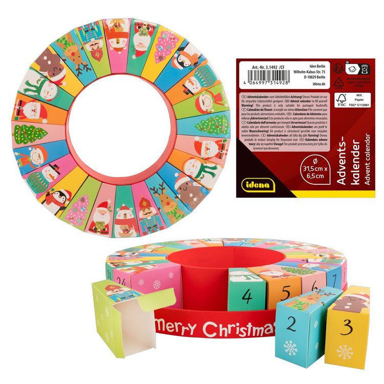 Produktbild: Idena Adventskalender zum Selbstbef&uuml;llen &Oslash;31,5cmx6,5cm