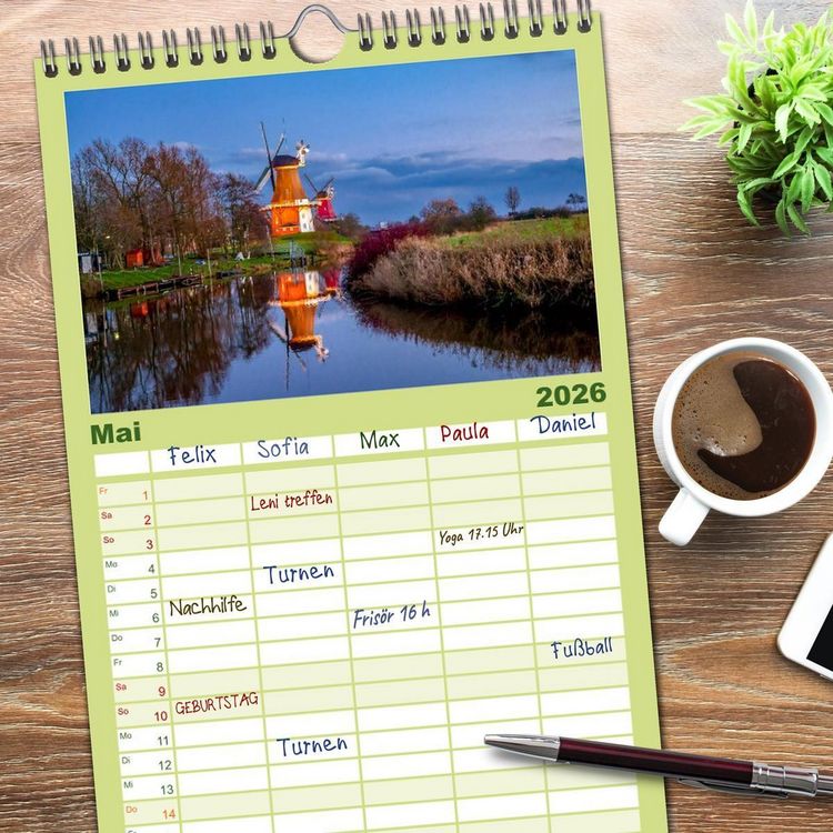 Produktbild: Familienplaner 2026 - Greetsiel und Umzu mit 5 Spalten (Wandkalender, 21 x 45 cm) CALVENDO
