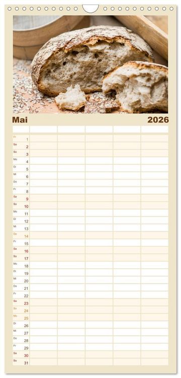 Produktbild: Familienplaner 2026 - Brot & Kaffee Impressionen 2026 mit 5 Spalten (Wandkalender, 21 x 45 cm) CALVENDO