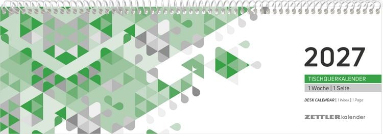Produktbild: Tischquerkalender 1W/1S gr&uuml;n 2027