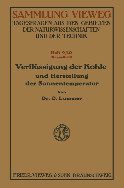 Produktbild: Verfl&uuml;ssigung der Kohle und Herstellung der Sonnentemperatur