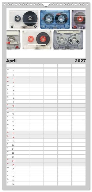 Produktbild: Familienplaner 2027 - Audio Tapes mit 5 Spalten (Wandkalender, 21 x 45 cm) CALVENDO