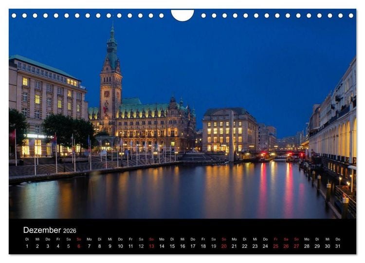 Produktbild: Hamburg - N&auml;chtliche Impressionen (Wandkalender 2026 DIN A4 quer), CALVENDO Monatskalender